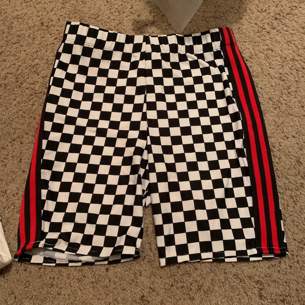 Checkered biker short